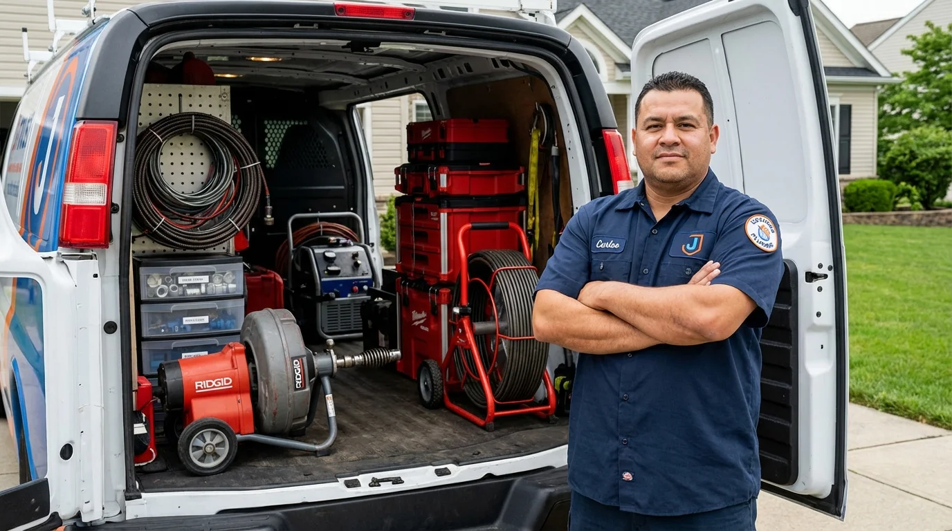 Professional drain cleaning equipment and Johns Plumbing LLC plumber in Chamberlain