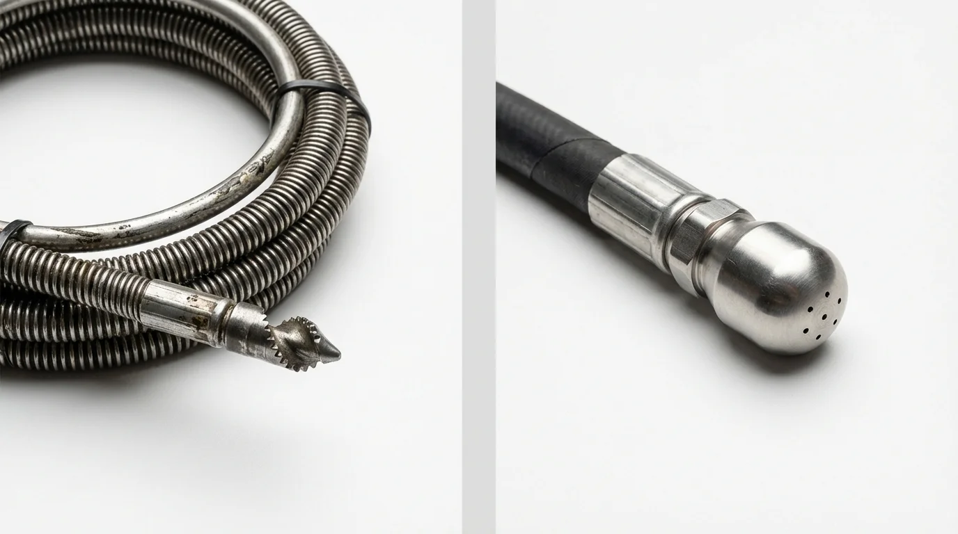Drain snake cable and hydro jetting nozzle used for drain cleaning in Chamberlain, SD