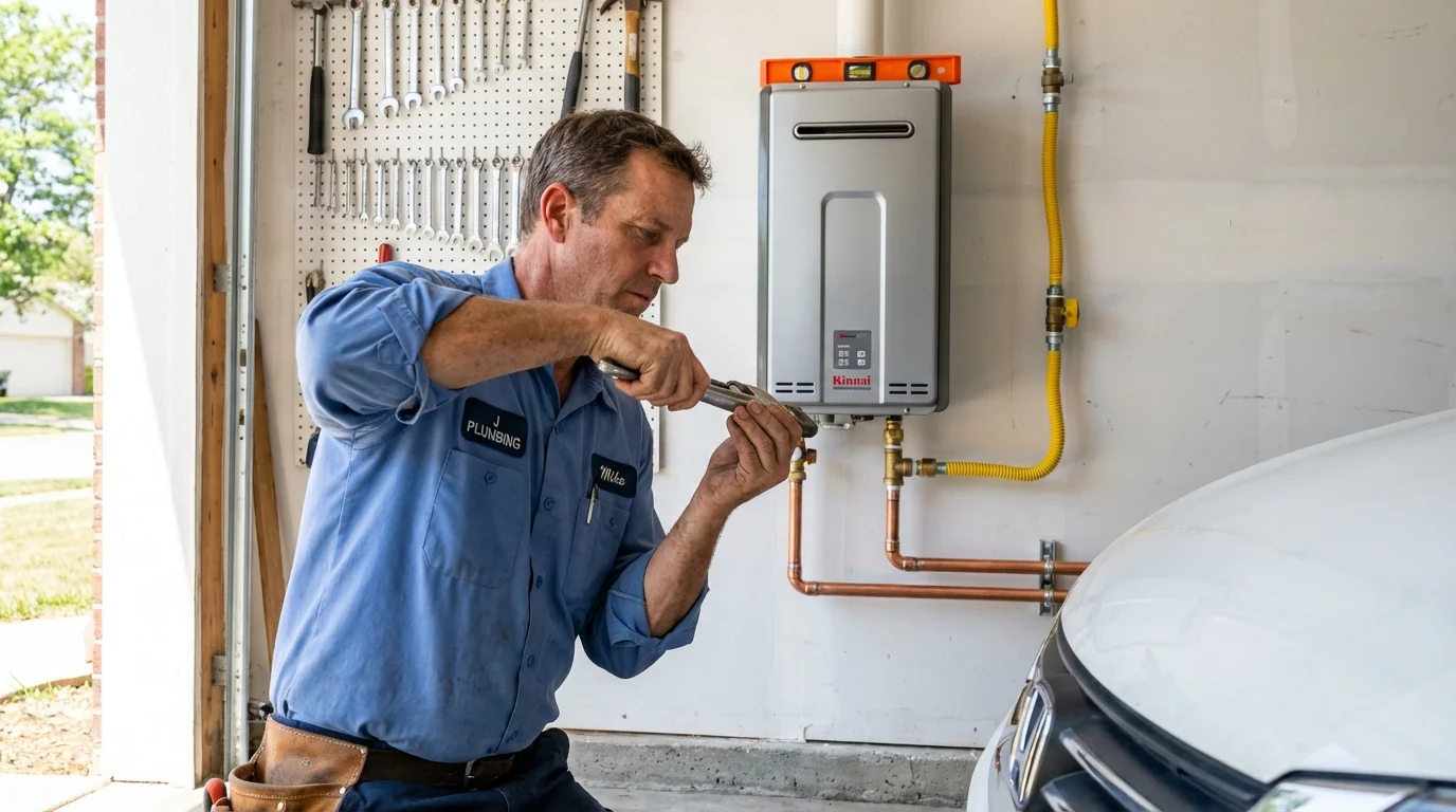 Tankless water heater installation by a Johns Plumbing LLC plumber in Chamberlain